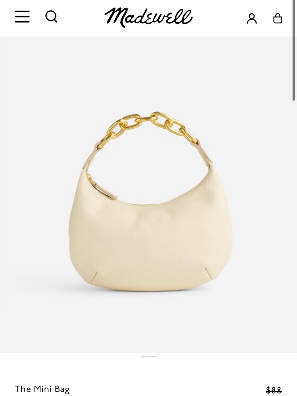 Madewell Mini Bag in Cream with Gold Chain Handle